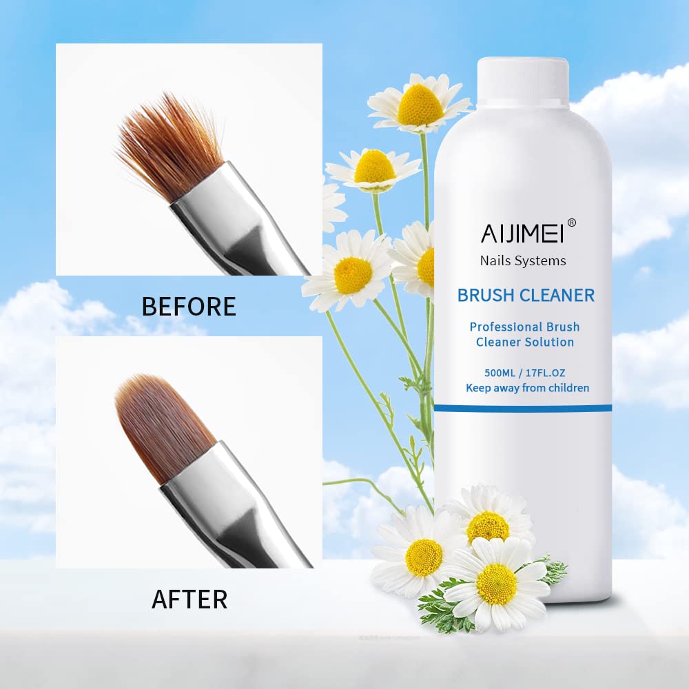AIJIMEI Acrylic Nail Brush Cleaner 17FL.OZ 500ml Acrylic Brush Cleaner Restorer Liquid Solution for Acrylic Paint Brush Cleaner Nails Acrylic Powder
