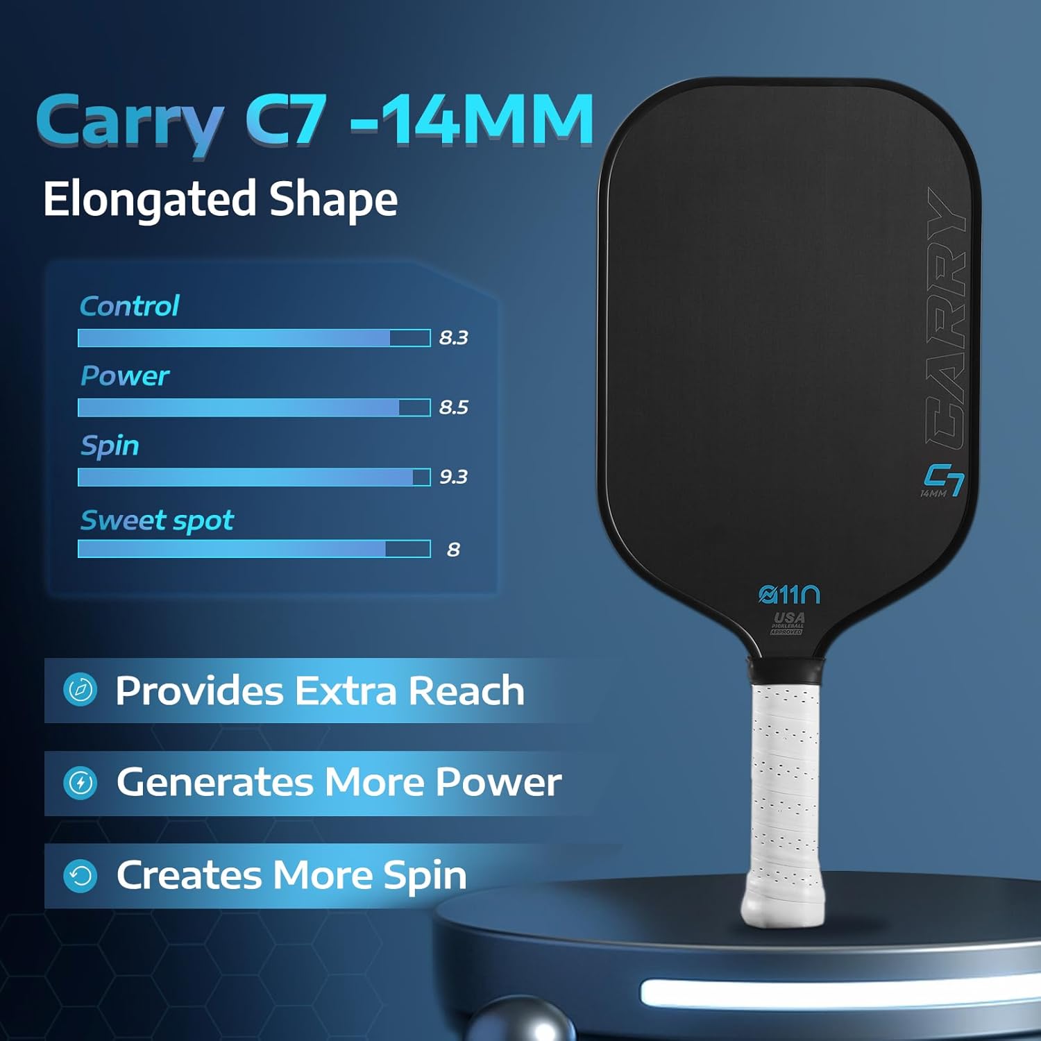 A11N 2024 Carry C7 Pickleball Paddle con cubierta de pala, superficie de fibra de carbono, estilo minimalista