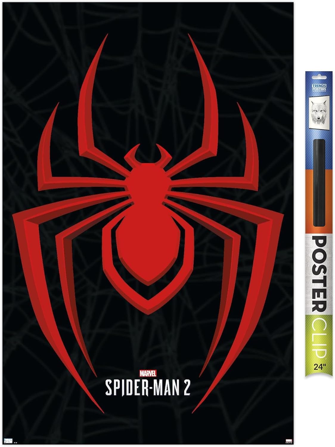 Trends International Marvel’s Spider-Man 2 – Póster de pared con icono de Miles Morales, 22.37 x 34.00 pulgadas, paquete de póster y clip prémium