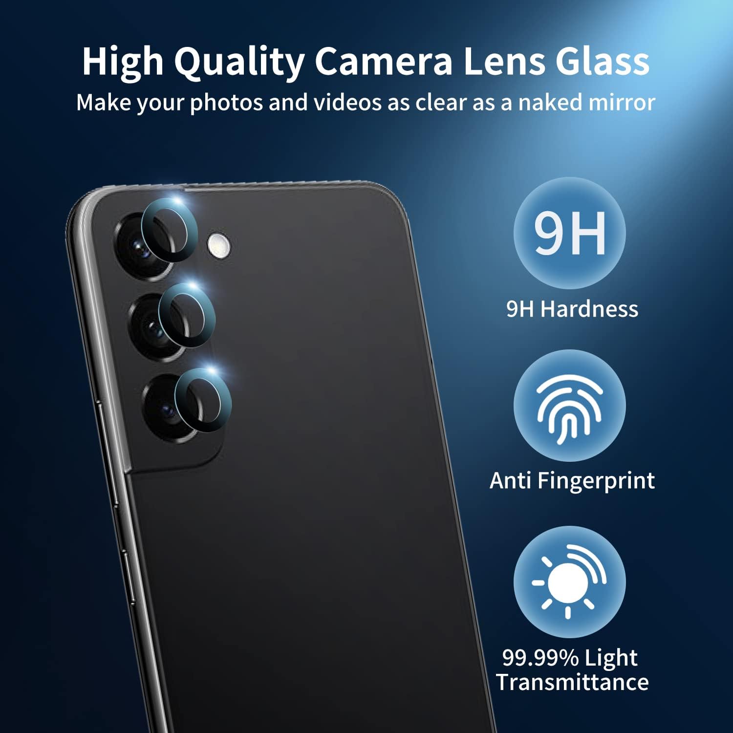Senpinkboo Paquete de 2 lentes de repuesto para cámara trasera para Samsung Galaxy S22S22 Plus con adhesivo preinstalado, incluye juego de
