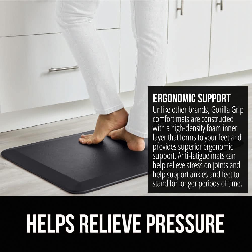 Gorilla Grip – Tapete acolchado antifatiga para cocina y más, grueso y ergonómico, cubierta impermeable resistente a los arañazos, de espuma,