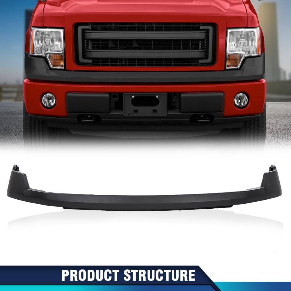 PIT66 Cubierta de parachoques delantero superior negra texturizada compatible con Ford F150 XL 2009-2014 11735587, FO1000643