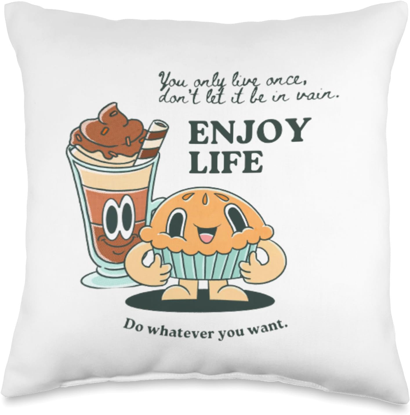 Enjoy Life-Food Lover Throw Pillow, 16×16, Multicolor