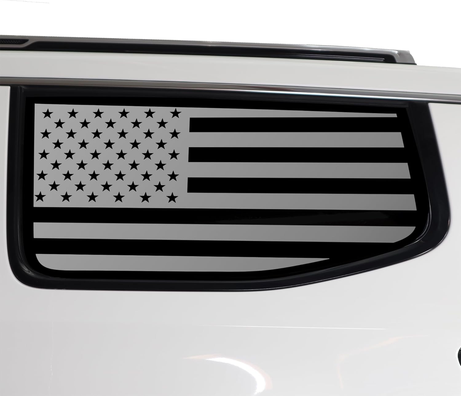 BOGAR TECH DESIGNS Calcomanía de vinilo precortada con la bandera estadounidense de un cuarto de ventana, compatible con Jeep Wagoneer 2022-2024,