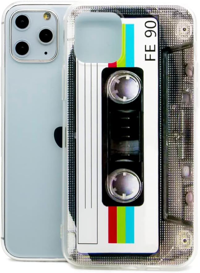 fateam Funda para iPhone 11 Pro, acabado mate, carcasa trasera suave resistente con TPU suave parachoques retro cassette funda compatible con iPhone