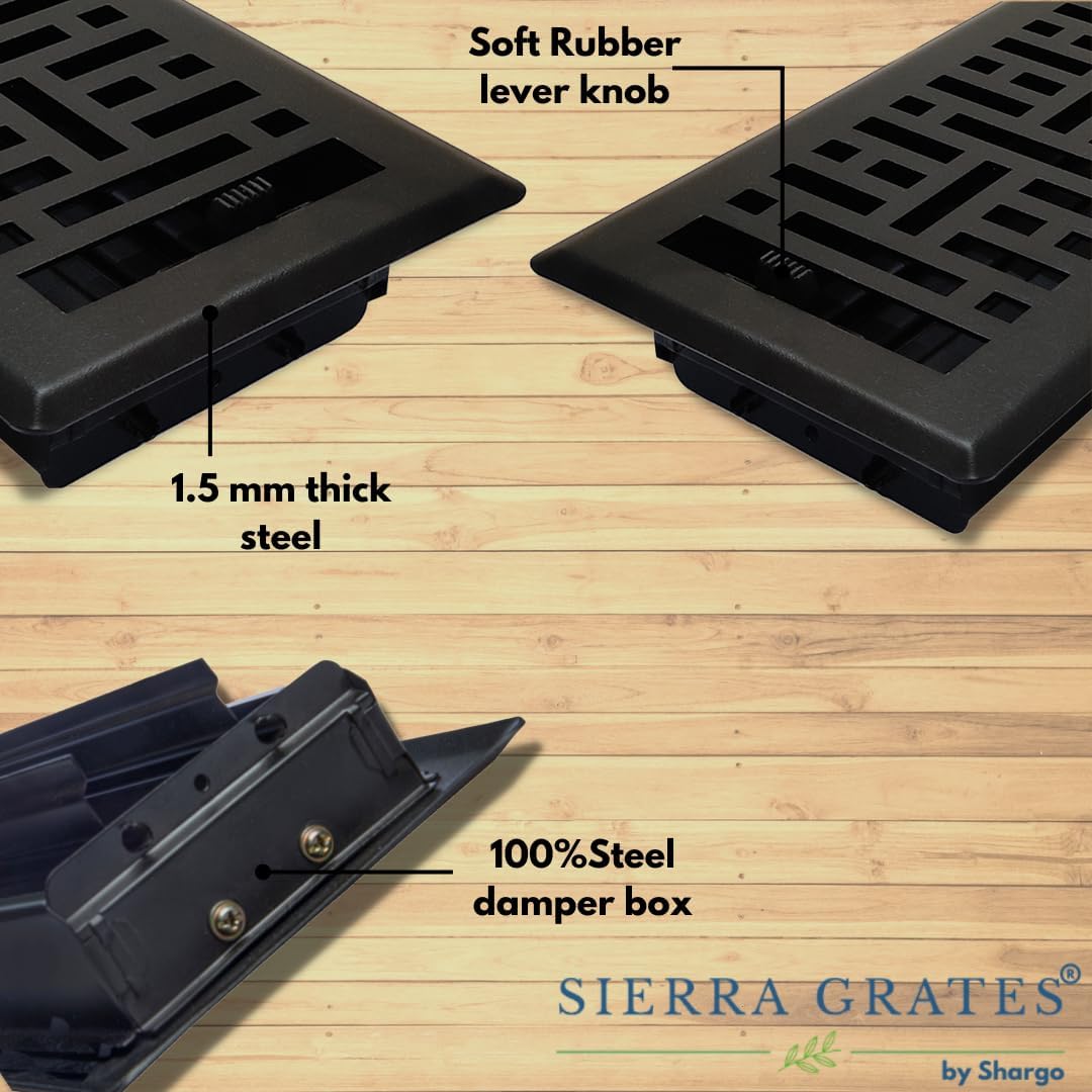 Sierra Grates Precision Flow Registro de piso de acero de 4 x 10 pulgadas, diseño metro, acabado gris granito, cubiertas de ventilación prémium para