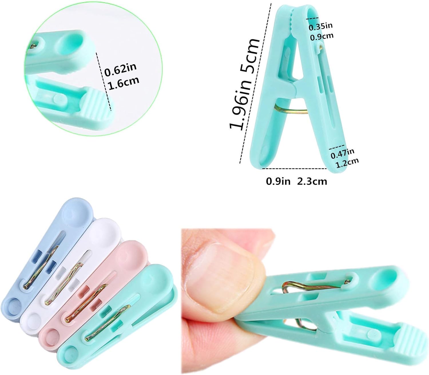 Pinzas para ropa, pinzas de plástico, 110 clips coloridos para toallas, alfileres de ropa pequeños, clips de 2 pulgadas para perchas, ropa de