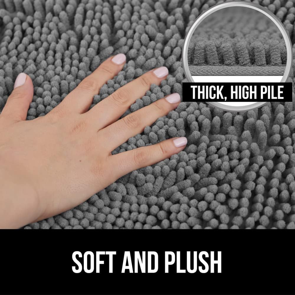 Gorilla Grip Juego de cortina de ducha y alfombra de área con gofres, tamaño 72 x 72 pulgadas, lavable, el juego de contorno incluye alfombra de