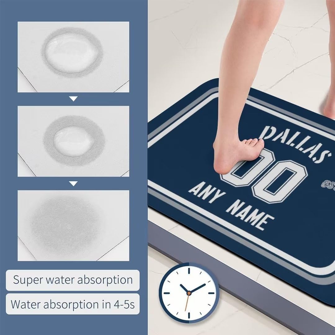 Tapetes de fútbol personalizados para baño, antideslizantes, absorbentes de agua, con número de nombre, regalos para hombres y mujeres