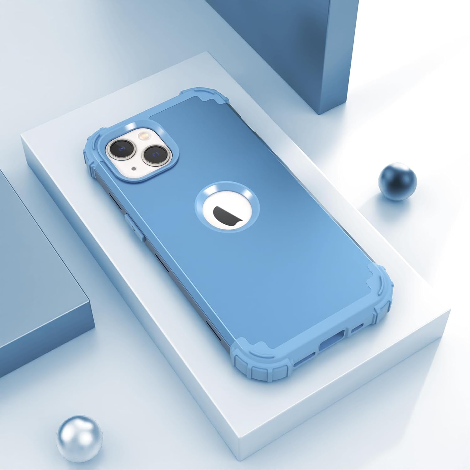 IDweel Funda para iPhone 15 con protector de pantalla de vidrio templado, 3 en 1, a prueba de golpes, delgada, híbrida, resistente, cubierta de