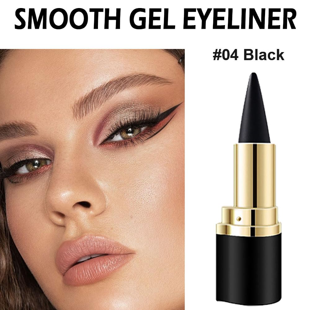 Kaely Lápiz delineador de ojos de gel negro, lápiz delineador de ojos impermeable mate, lápices de lápices de ojos, delineador de ojos de gato,