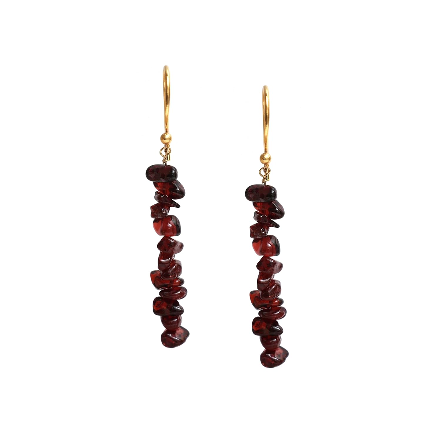 Gempires Natural Red Garnet Chips Earring January Birthstone Jewelry Dangling Earrings For Girls Gift for Her (Red Garnet((Gold))