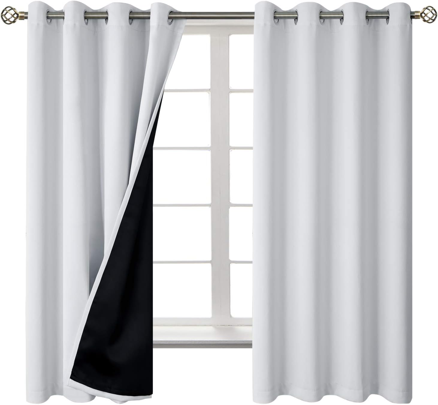 BGment – Cortinas con aislamiento térmico para habitación, 100% opacas, con forro negro, cortina de doble capa con ojales, reduce el ruido (52 x
