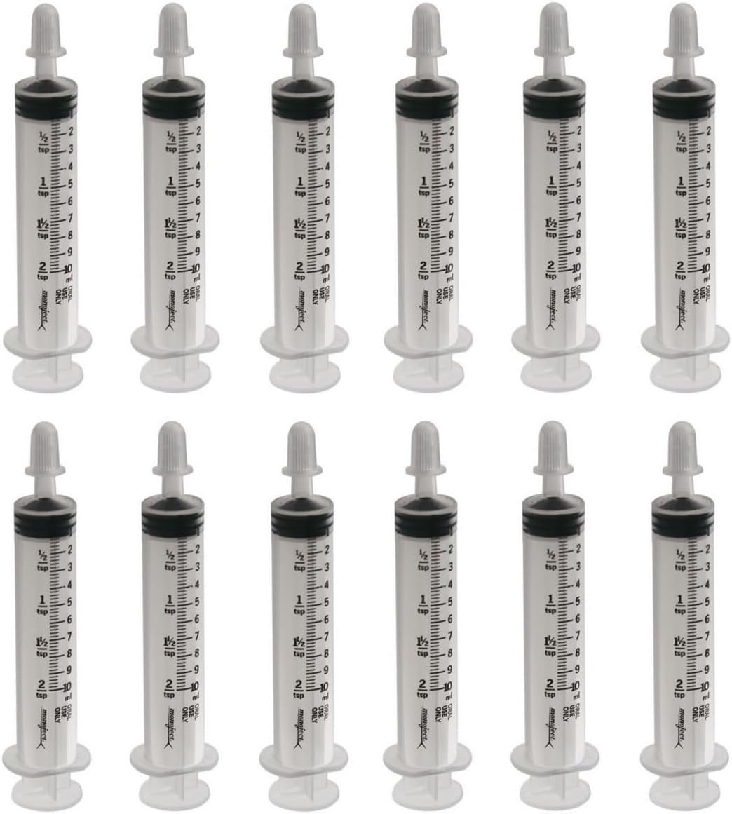 Jeringas graduadas de plástico para medicación oral de 0.3 fl oz2 cucharaditas con tapa para laboratorios científicos, medición de líquidos,