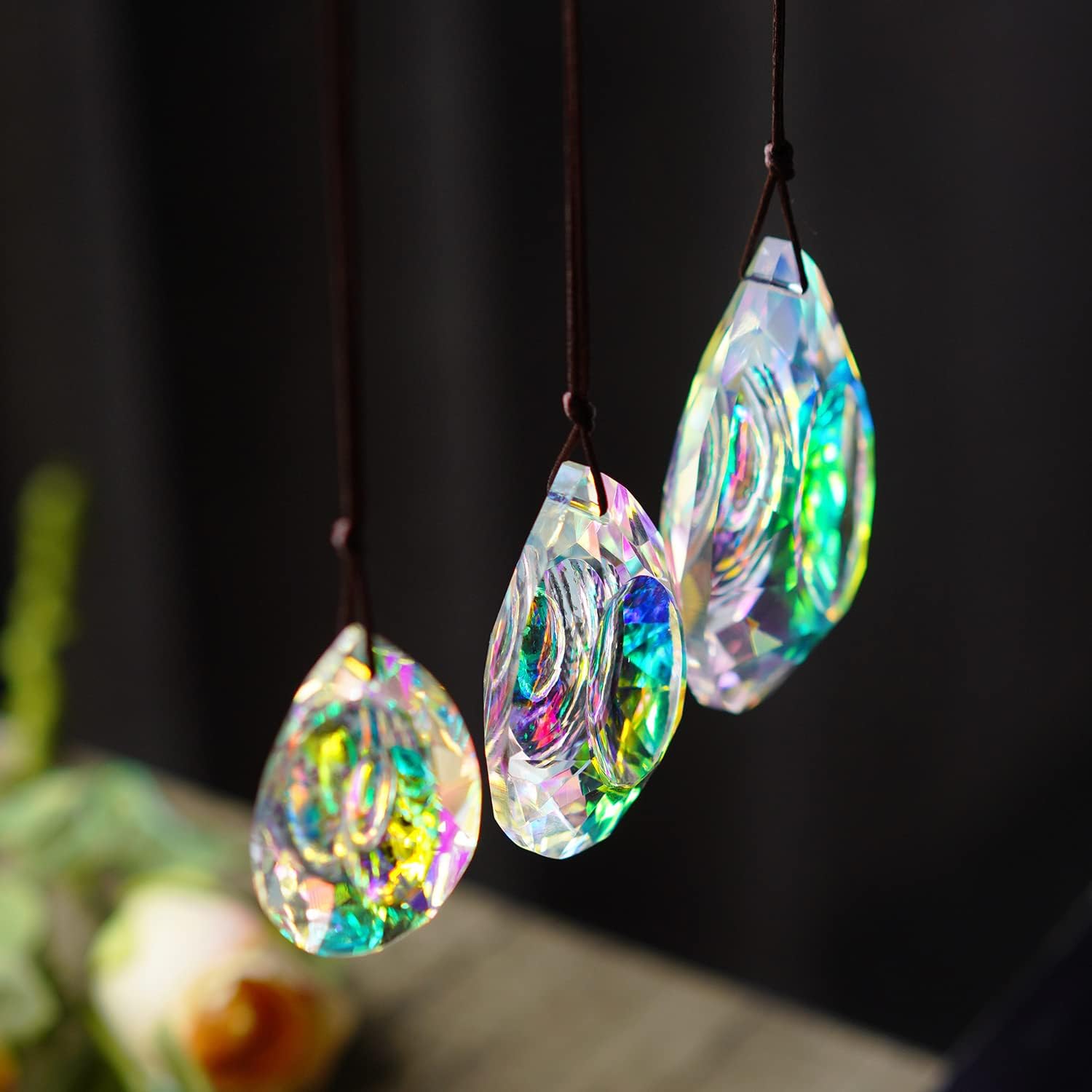 Prismas de cristal para colgar en la ventana, atrapa el sol, revestimiento AB para fabricante de arco iris, prismas de cristal, colgante para