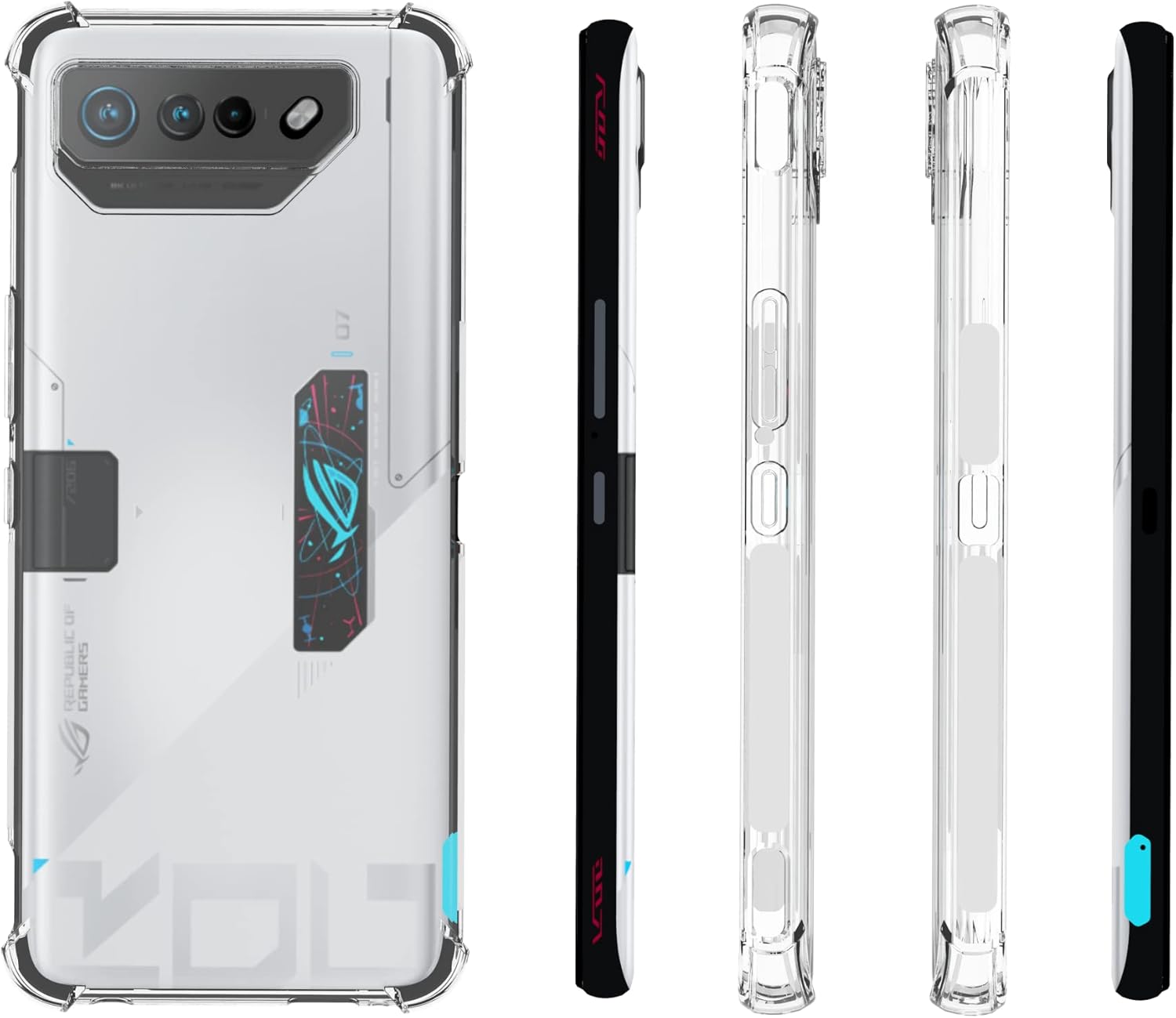 Funda para ASUS ROG teléfono 77 Ultimate Clear TPU cuatro esquinas cubierta protectora transparente suave