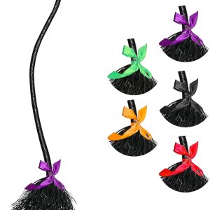 Escoba de bruja de Halloween con cintas para niños, mago volador malvado, escoba para adultos para fiesta de cosplay, decoraciones de bruja Escoba de bruja de Halloween con cintas para niños, mago volador malvado, escoba para adultos para fiesta de cosplay, decoraciones de bruja
