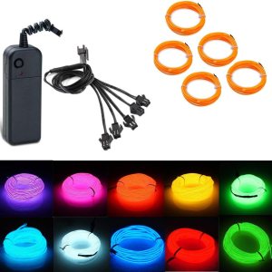 Tira de luces LED de neón con 3 modos, portátil, funciona con pilas, para decoración de fiestas de bricolaje, 16.4 x 3.3 ft (amarillo) Tira de luces LED de neón con 3 modos, portátil, funciona con pilas, para decoración de fiestas de bricolaje, 16.4 x 3.3 ft (amarillo)