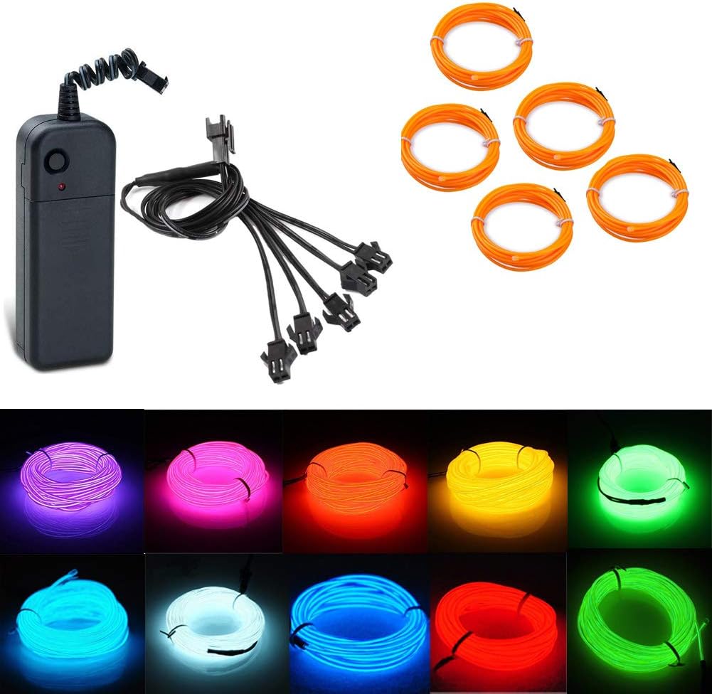 Tira de luces LED de neón con 3 modos, portátil, funciona con pilas, para decoración de fiestas de bricolaje, 16.4 x 3.3 ft (amarillo)
