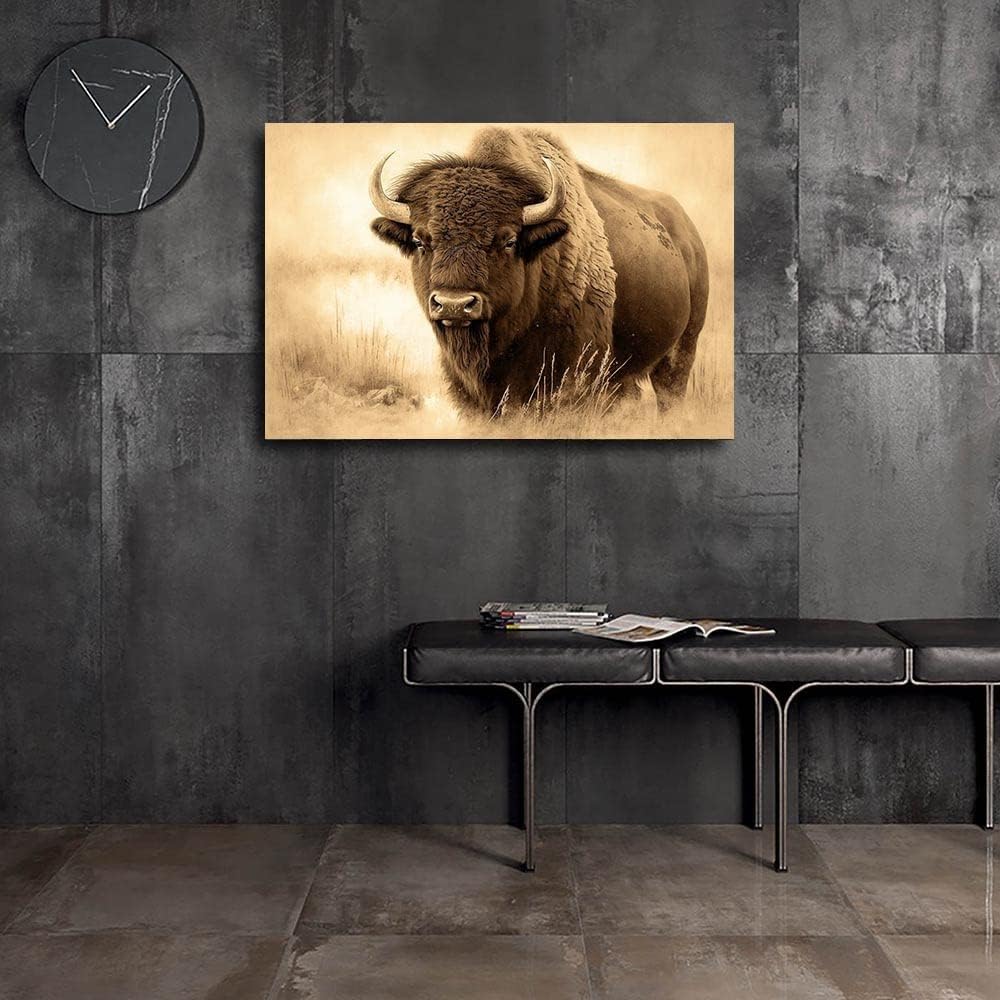 QQLADY Arte de pared de bisonte, arte de búfalo, arte de pared de búfalo, impresiones de búfalo, decoración inspirada en la naturaleza, decoración