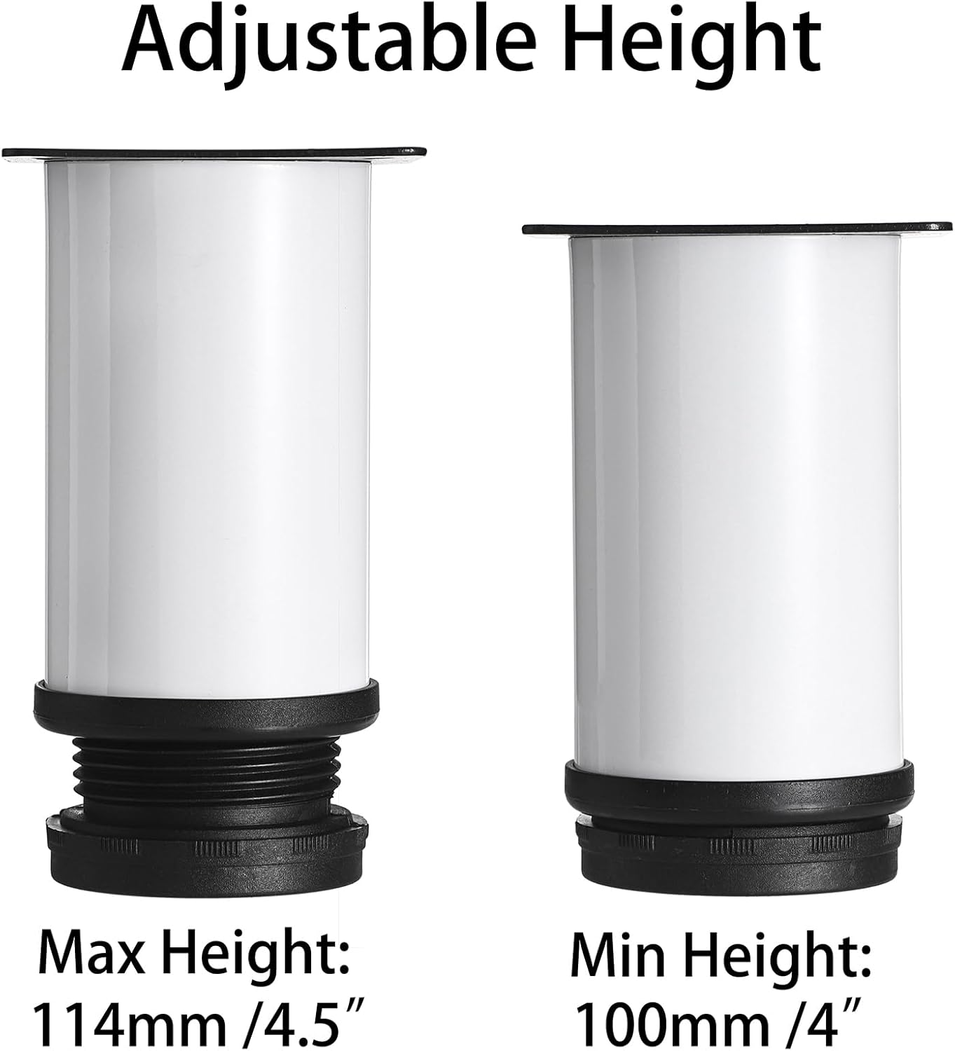 OwnMy 4 patas de muebles de acero inoxidable de 4 pulgadas, elevadores de pies de muebles, patas de escritorio de metal pequeño, patas de sofá,