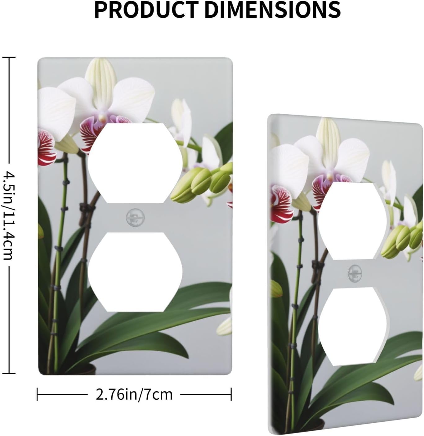 Panel de pared de orquídea mariposa blanca, cubierta de enchufe dúplex, panel de interruptor de luz de palanca, cubierta decorativa para interruptor
