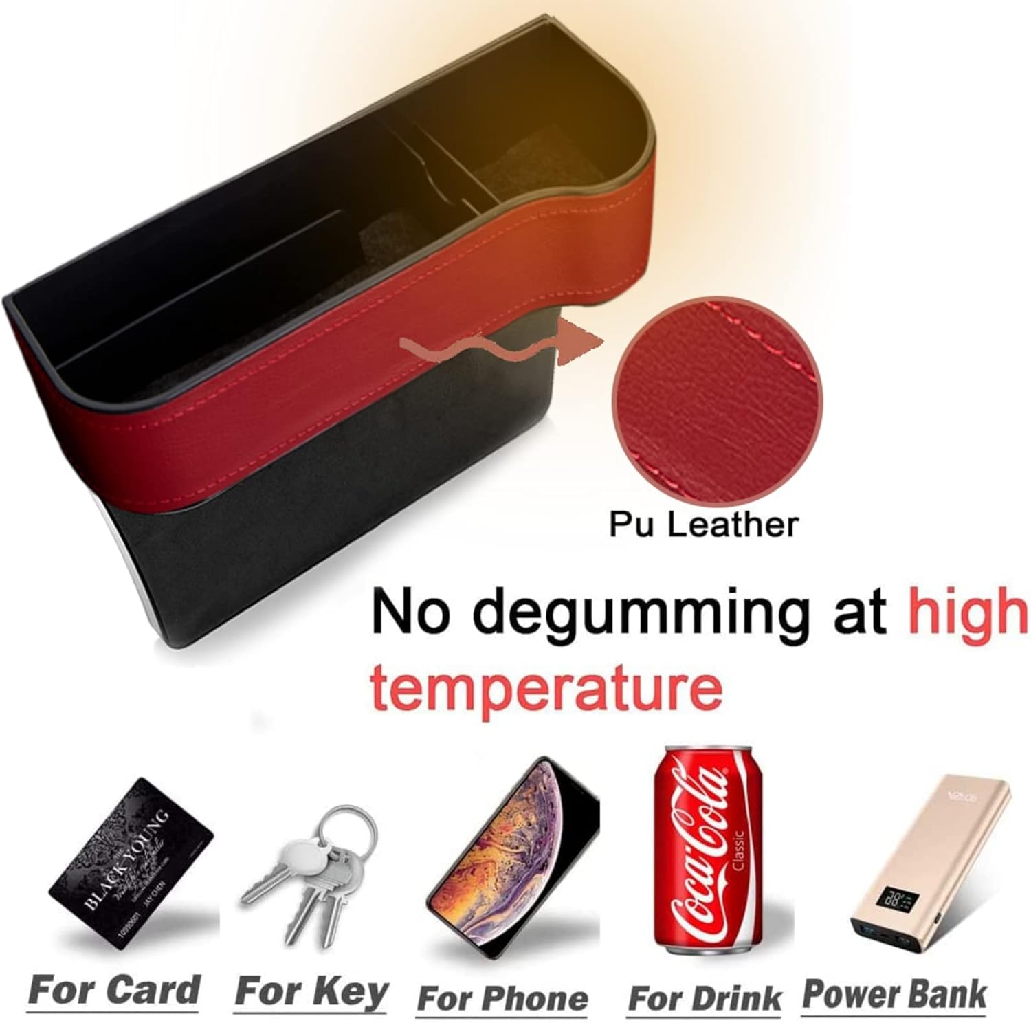 Car Gap Filler Organiser, 2 Pcs Multifunctional Car Seat Organizer with Cup Holder PU Leather Car Console Side Pocket with USB Charging Hole for