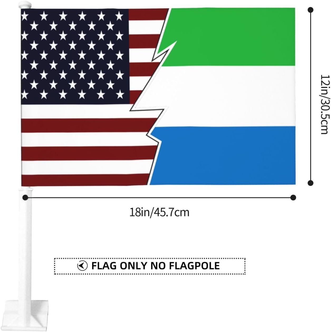 Double Sided Printing Torn Style American And Sierra Leone Flags Car Flag 12×18 Inches Car Window Clip Flags Car Decoration Banner