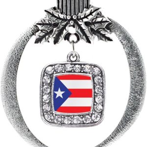 Inspired Silver – Adornos navideños con dijes cuadrados de plata con joyas de circonita cúbica, Metal Gema, circonita Inspired Silver – Adornos navideños con dijes cuadrados de plata con joyas de circonita cúbica, Metal Gema, circonita