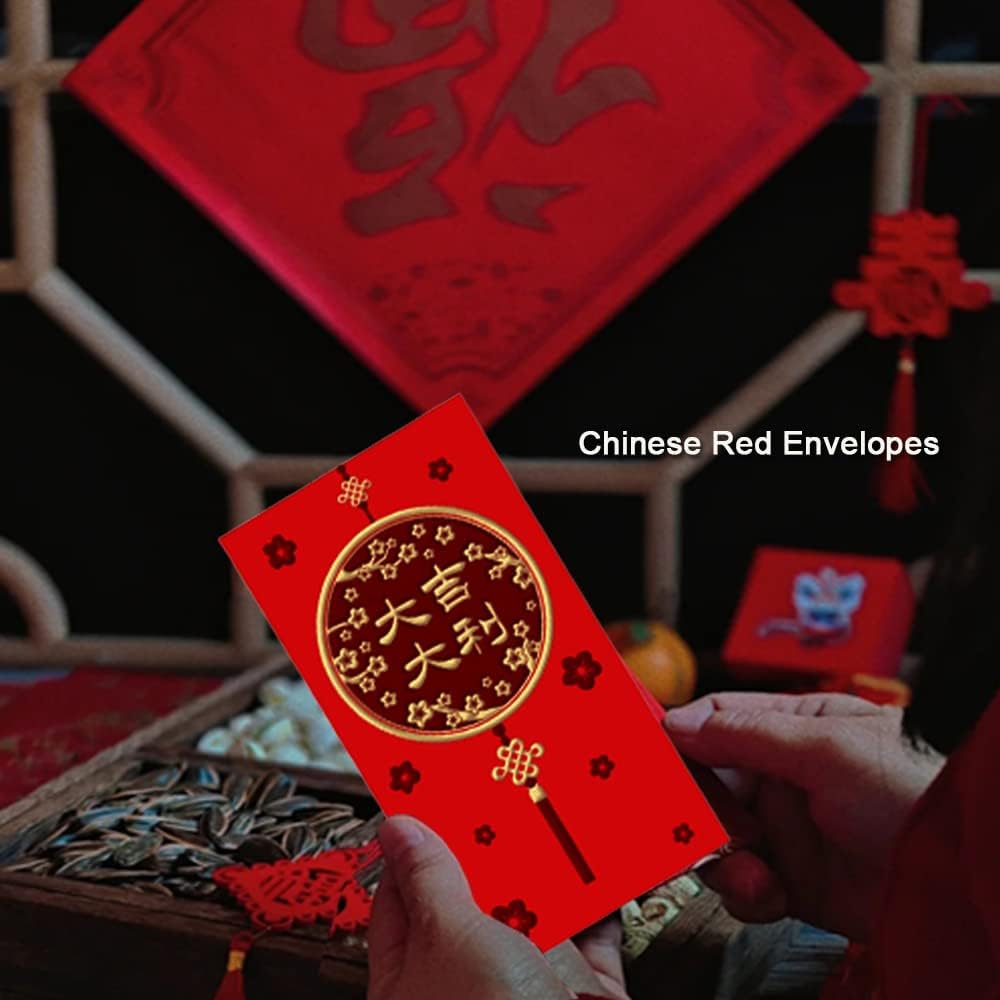 AWEELON 36 sobres rojos de Año Nuevo chino, paquete grande rojo 2023 Año del conejo Hong Bao Primavera China Lucky Money Bolsillos para boda Año
