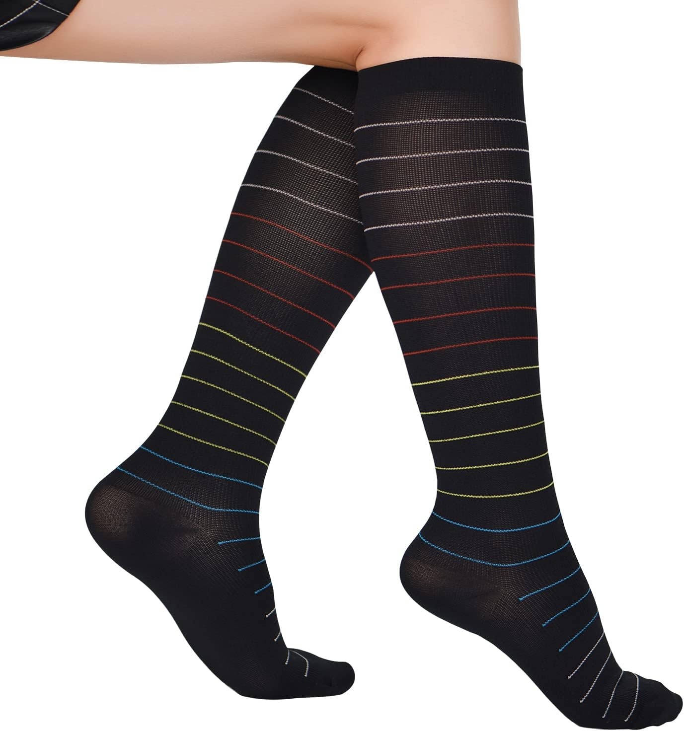 Lavencious Calcetines de compresión 6 pares de 8-15 mmHg para mujer talla de zapato 6-10, tamaño de calcetín 9-11, 6 pares