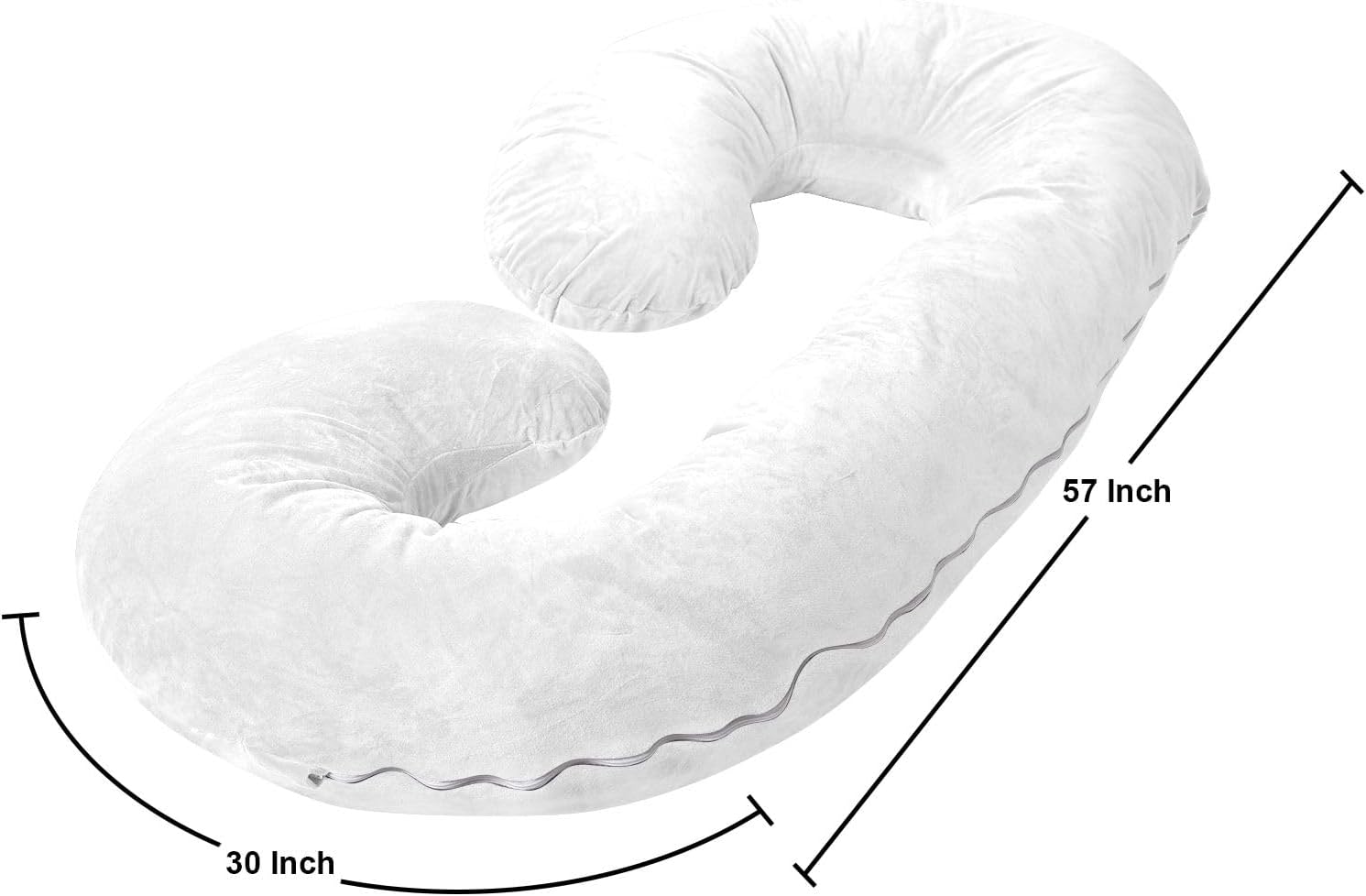 Almohadas de embarazo de 57 pulgadas, almohada de cuerpo completo en forma de C, color blanco, almohadas de embarazo para dormir, funda de algodón