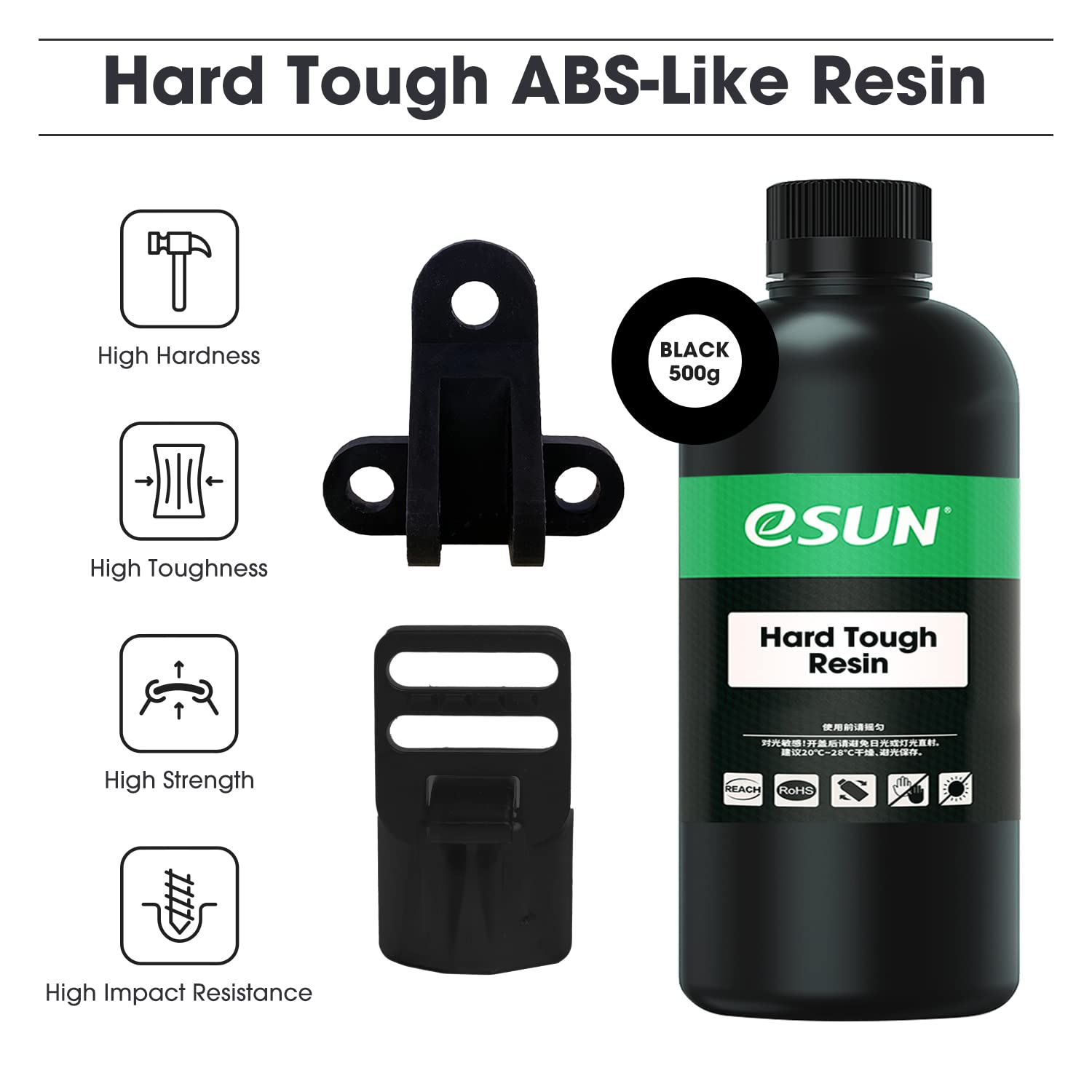 eSUN Impresora LCD 3D de 405 nm, resina de curado UV, resina rápida similar a ABS, resina dura y resistente, resina de fotopolímero de alto impacto