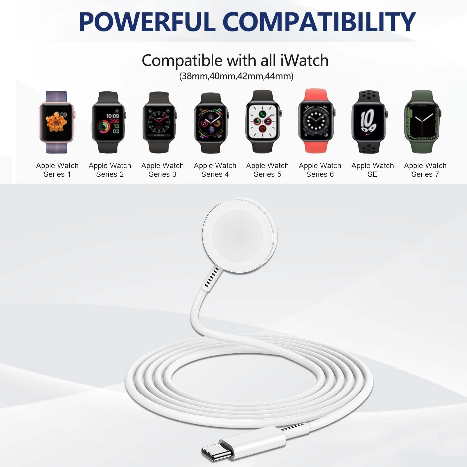 Susnwere Cargador rápido de 5 W para cargadores de Apple Watch con bloque de cargador de 20 W, USB C magnético para i-Watch, cable de carga rápida