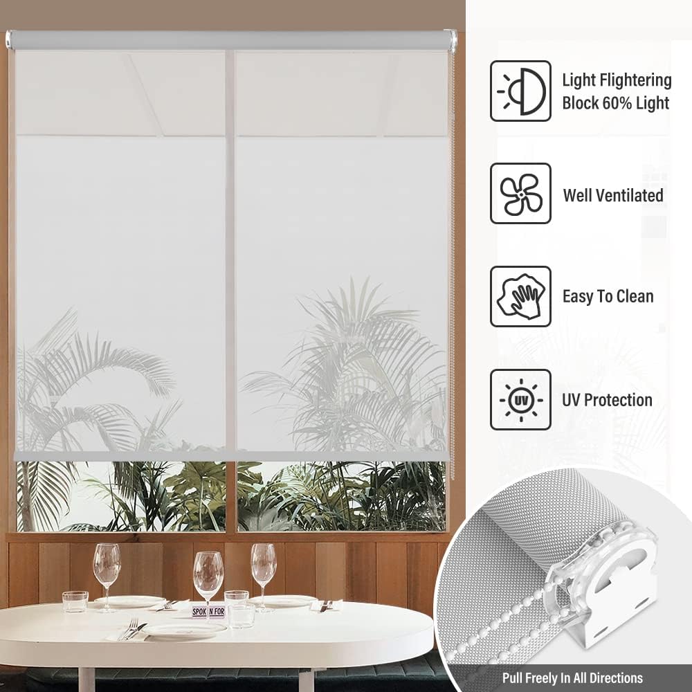 Persianas enrollables semitraslúcidas con filtro de luz, pantalla solar con 5% de apertura, persianas enrollables con protección UV para ventanas,