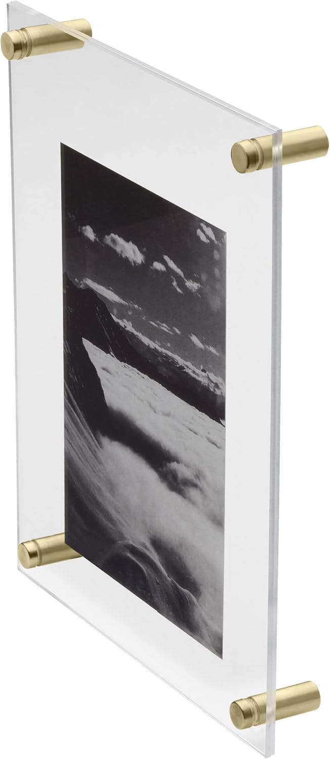 Mikasa Marco de acrílico flotante para fotos de 11 x 14 pulgadas con herrajes dorados, transparente