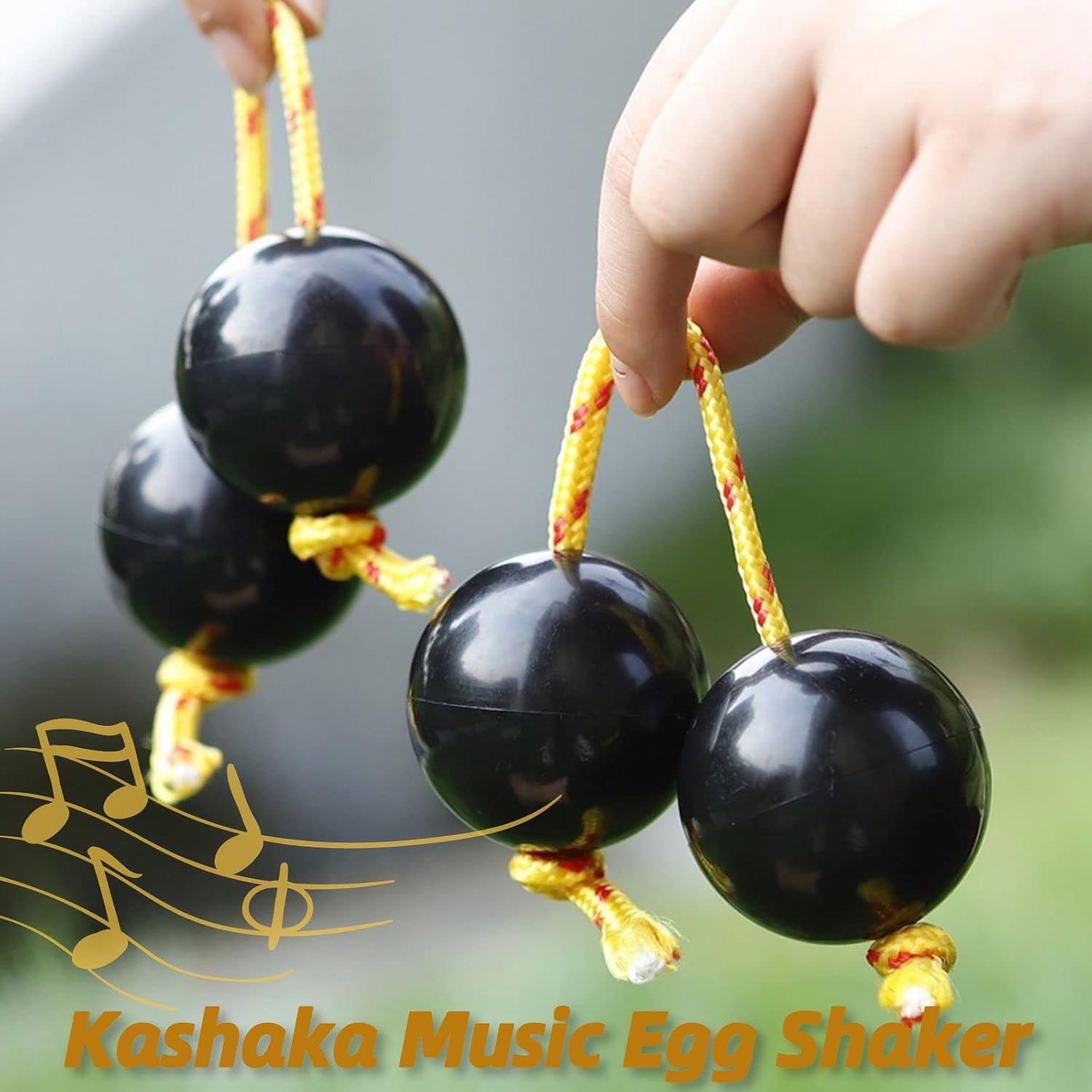 Aslatuas – Bola rítmica Kashaka instrumento, 2 pares de huevos de música Kashaka de ABS duradero con calabazas dobles, fácil de jugar para adultos y