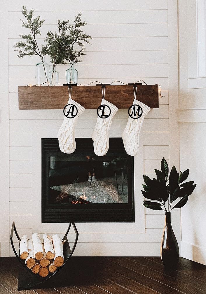 Black Initial A Christmas Ornament – Initial A Stocking Tag – Monogram Initial A Car Rear View Mirror Ornament Hanging – Personalized Initial X-Mas
