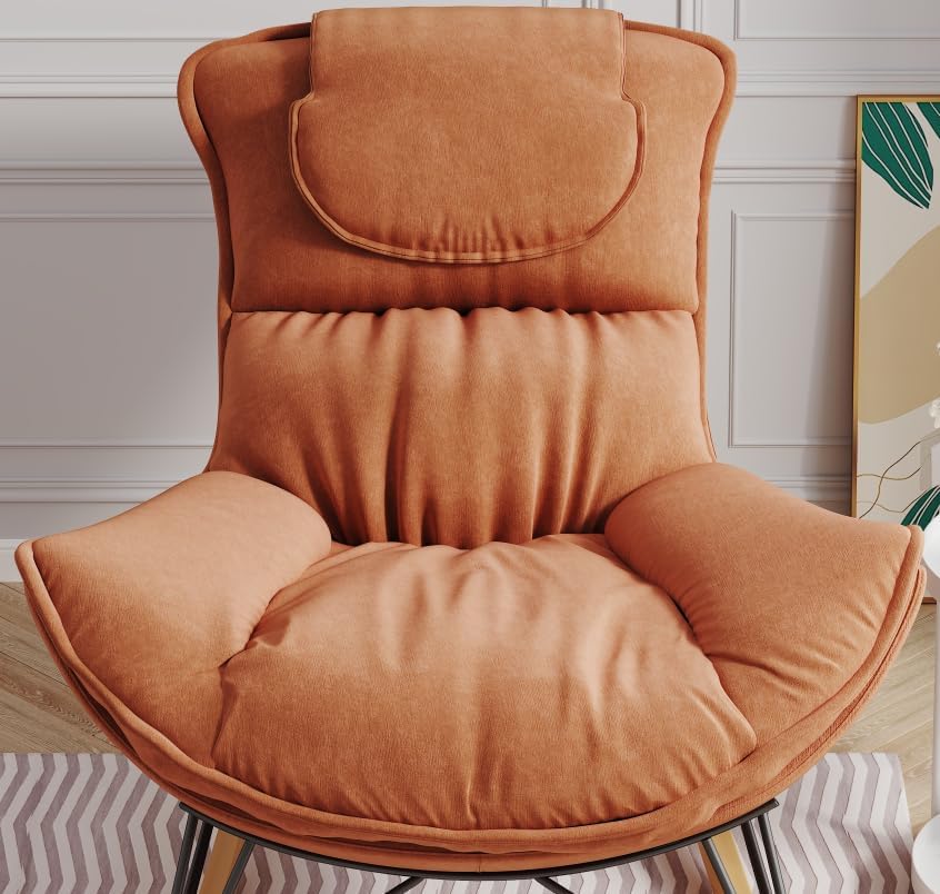 Mecedora para interiores, sofá individual de ocio, mecedora de terciopelo suave con cojín de asiento desmontable y lavable, cómoda silla de lectura