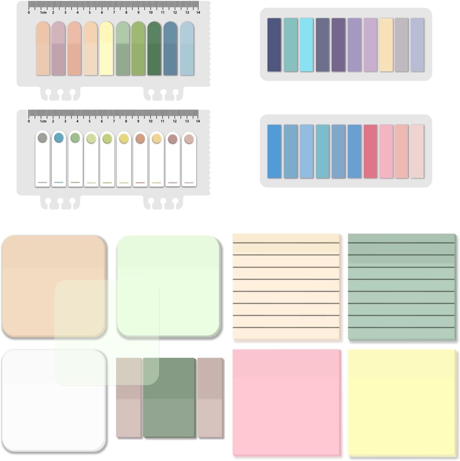 BAYTORY 1300 hojas de notas adhesivas transparentes pastel, transparente, impermeable, 3 x 3 pulgadas, bloc de notas transparente, pestañas de