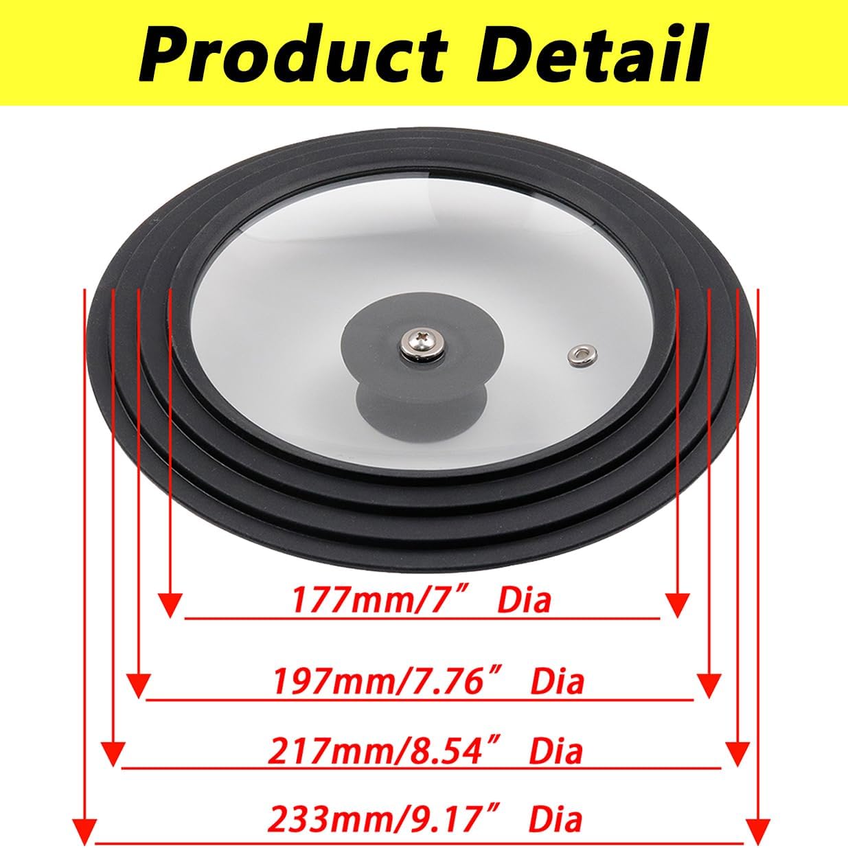 Savagrow Tapa universal de 9 pulgadas para ollas de repuesto para sartenes de vidrio templado y tapa de sartén para ollas de 9 pulgadas, accesorio
