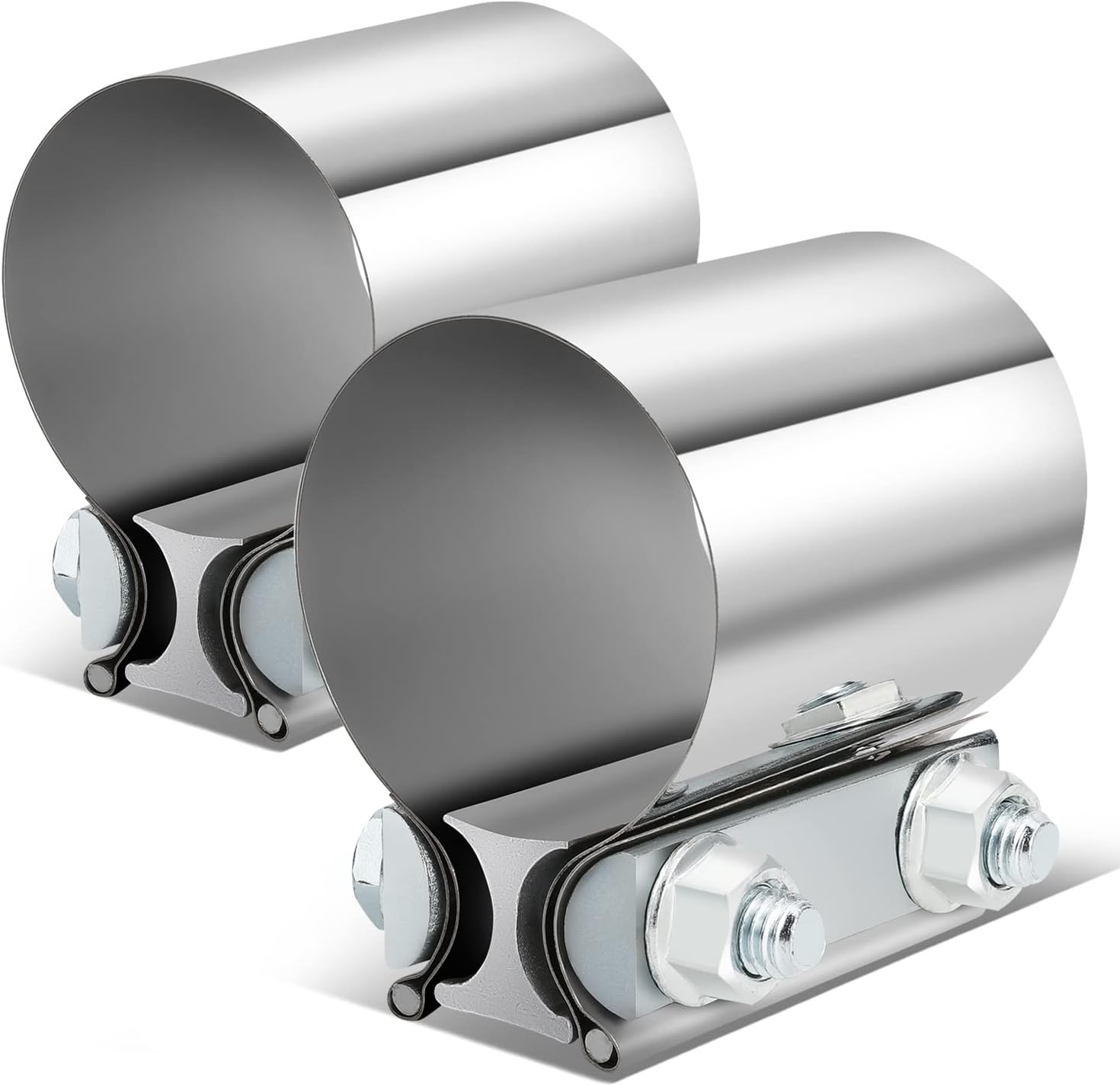 DNA MOTORING EXA-CL-206 – 2 abrazaderas de banda de junta a tope de 2.25 pulgadas para reparación de silenciadores de escape, acero inoxidable 304