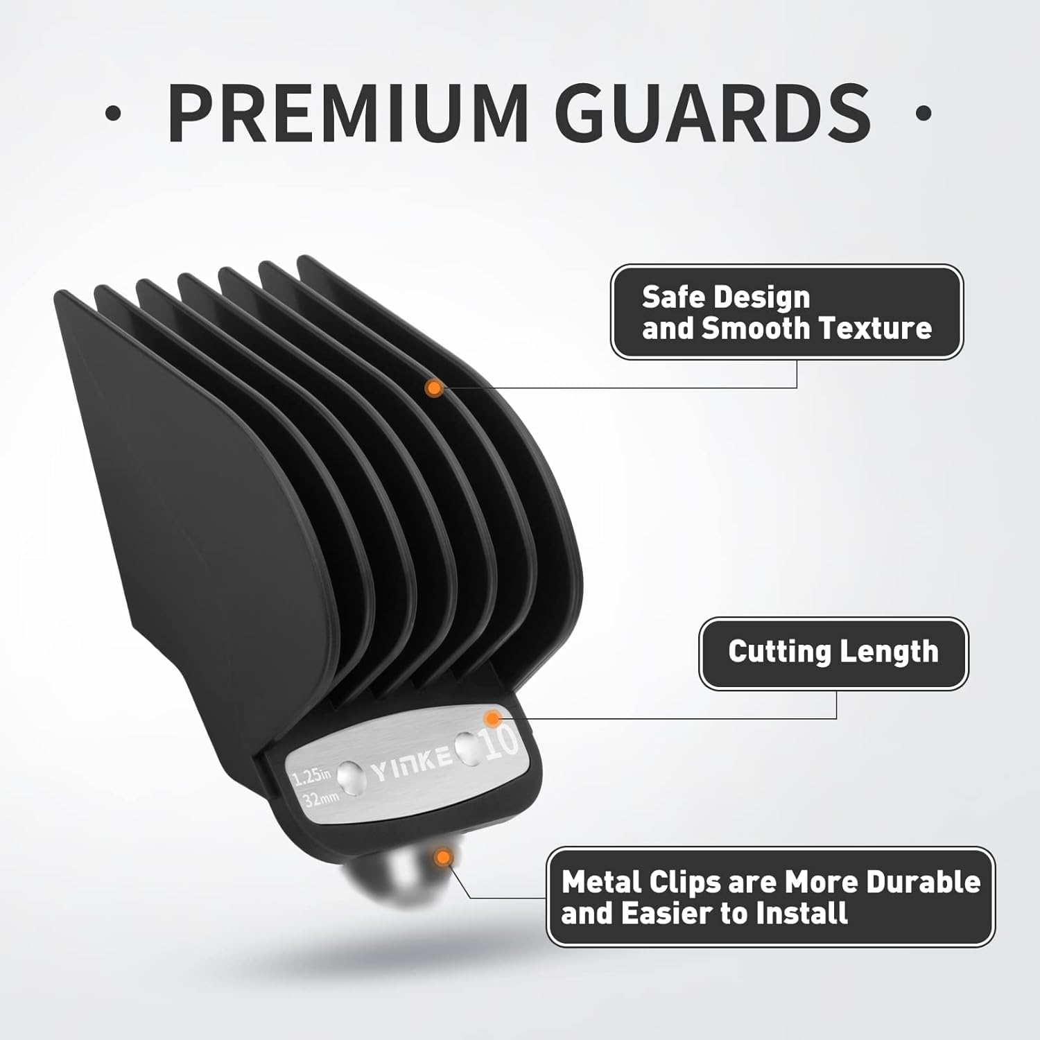 Yinke Para Wahl Clipper Guards Set 10 12 14 16 18 20, protectores de cortapelos extralargos con clip de metal, 6 longitudes de corte