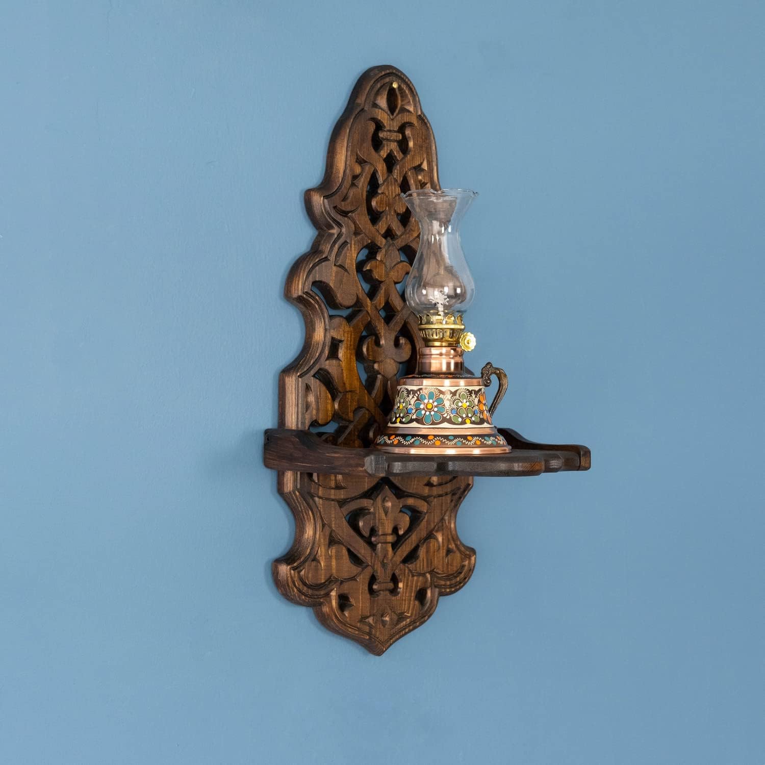 Candelabros rústicos para colgar en la pared, estante de madera para lámparas y velas, portavelas, estantes de granja