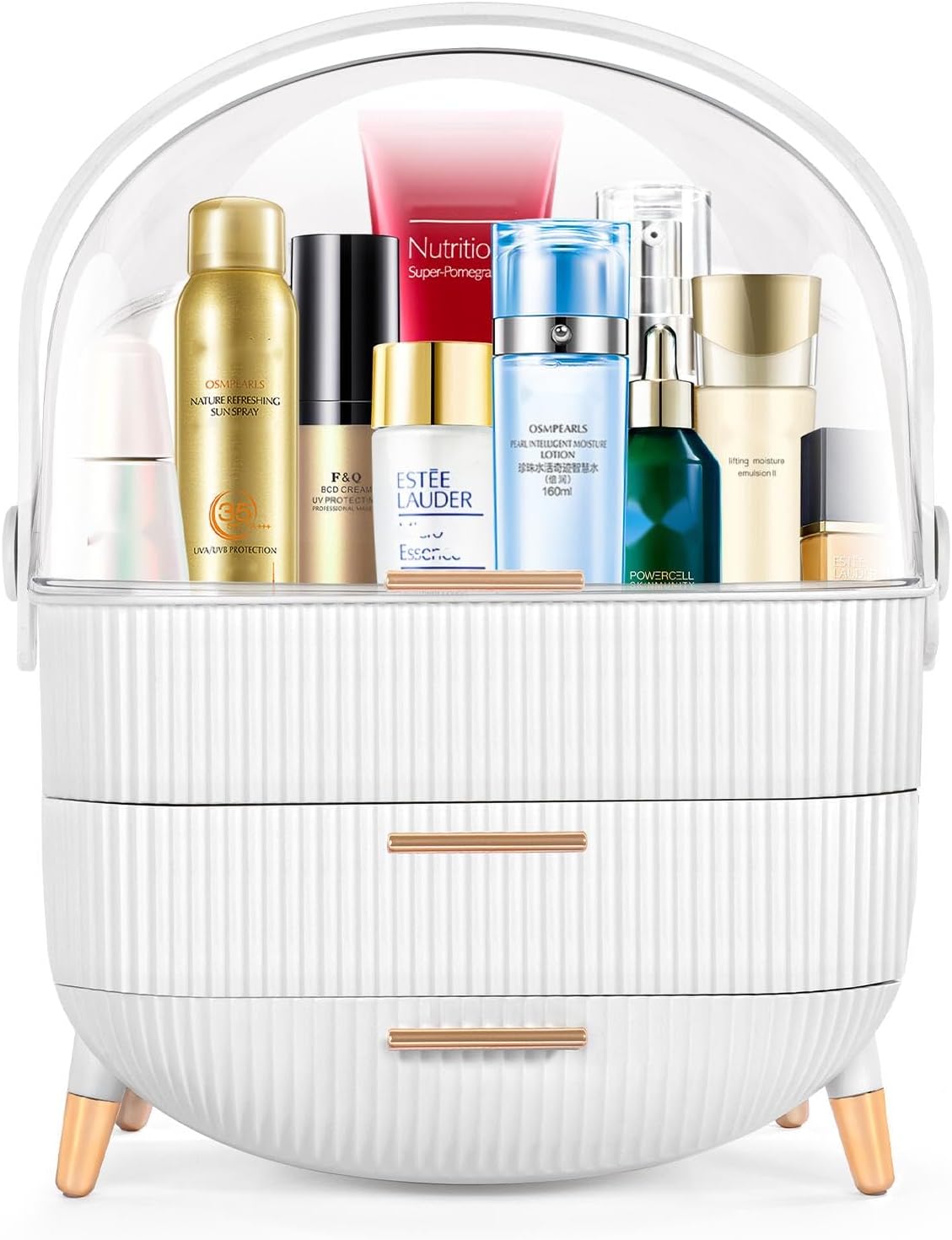 IGDMM Preppy Makeup Organizers,Skincare Organizer for College Students,Portable Cosmetic Organizer Makeup Caddy for Dorm,Bathroom,Dresser Cosmetic