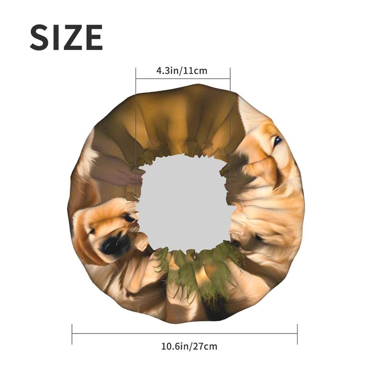 Golden Retriever – Gorro de ducha reutilizable para mujer, doble capa impermeable, gorro de baño de secado rápido