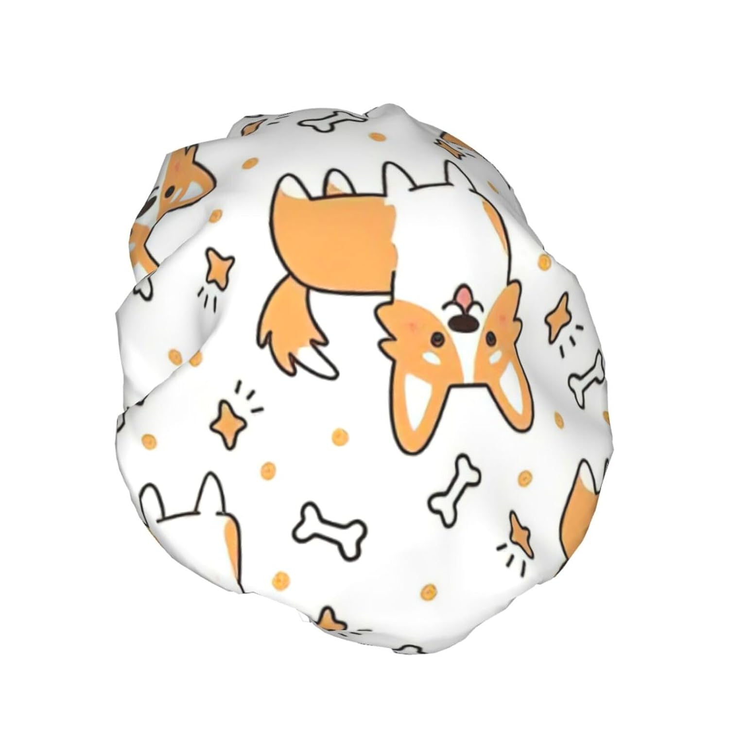 Gorro de ducha impermeable de doble capa con estampado de perro, adecuado para todas las longitudes de cabello (10.6 x 4.3 pulgadas)