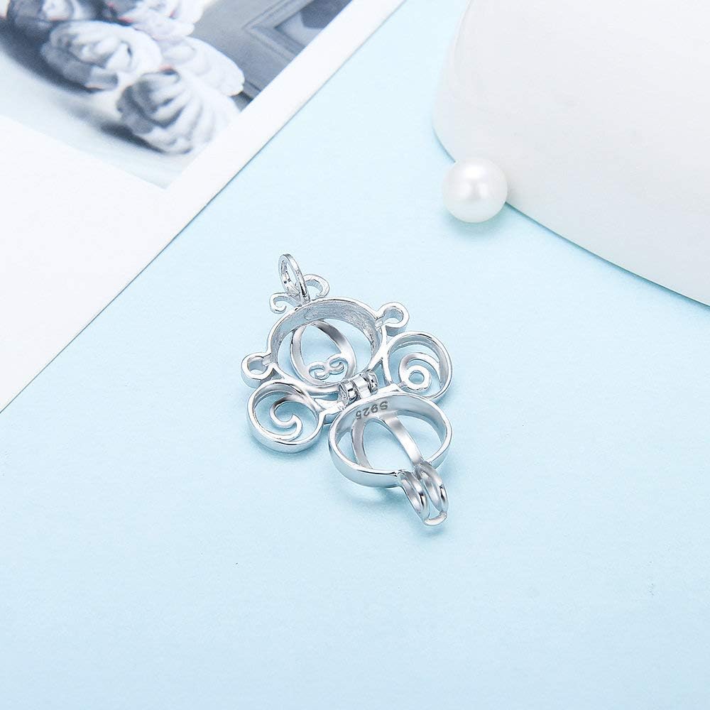 Colgantes de jaula de carro para fabricación de joyas de perlas de plata esterlina, diseño de jaula de perlas colgantes para regalo adorable, Metal