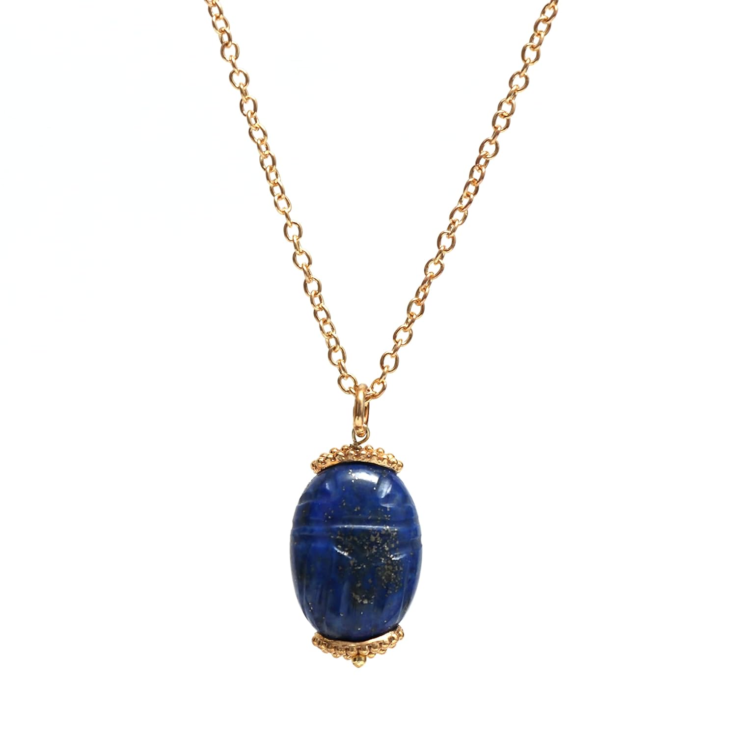 Gempires Natural Lapis Lazuli Beetle Necklace, Scarab Pendant, September Birthstone, Energy Healing Crystals, Gift for Her, Gemstone Jewelry (Lapis