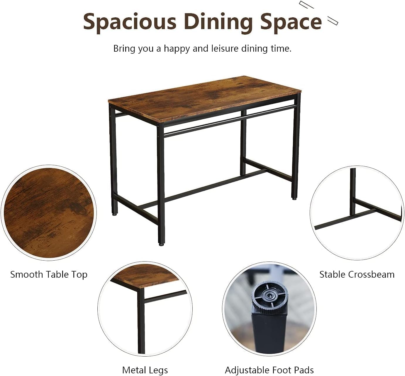 Hooseng Juego de mesa de comedor de 5 piezas, mesa de comedor moderna de altura de barra y juego de bar con 4 sillas, juego de mesa de cocina y